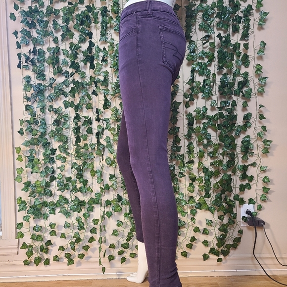 American Eagle Outfitters Women's Super Stretch Sateen Purple Jegging size 4 - Picture 3 of 15